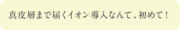 真皮層まで届くイオン導入なんて、初めて！